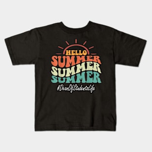 Dean Of Students Groovy Last Day Of School Hello Summer Kids T-Shirt